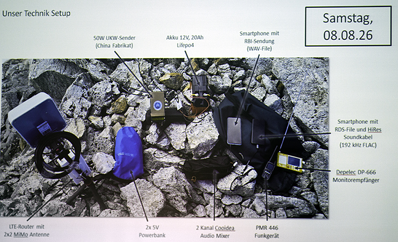 equipment used for the Schwarzenstein broadcast
